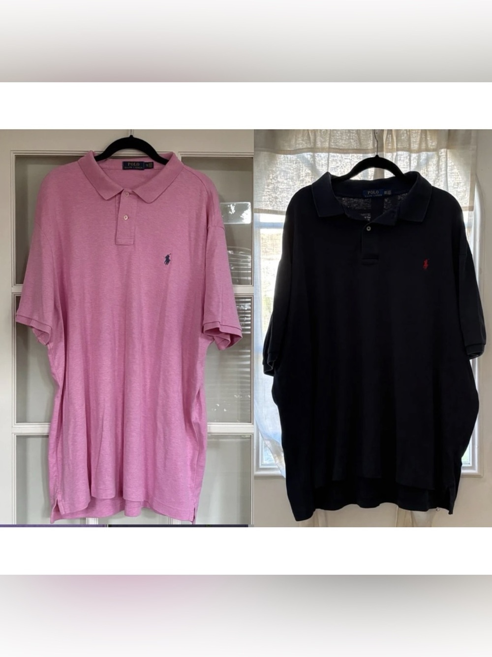 Lot of 2 Polo Ralph Lauren Men's Short Sleeve Polo Shirts – Pink (XXL) & Navy